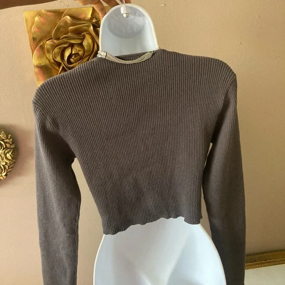 Zara Grey Crop Sweater - Picture 3 of 5